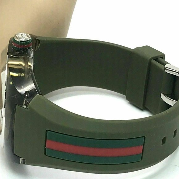 GUCCI SYNC YA137106 Green Rubber Band Men's Watch - Picture 8 of 12